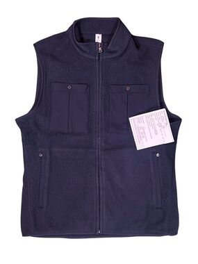 Rhone True Navy Blue Fleece Front Pocket Full-Zip Vest NWT M
